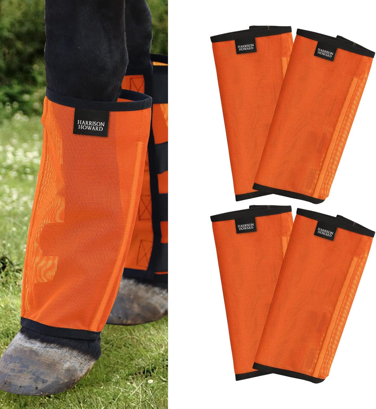 Loose Fitting Fly Boots UV-Protective Extra Tough Mesh Ventilated Four Fasteners Stay-on Design Protect Horse Legs &