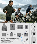 Men's Breathable Pullover Rain Jacket Shell Waterproof Raincoat