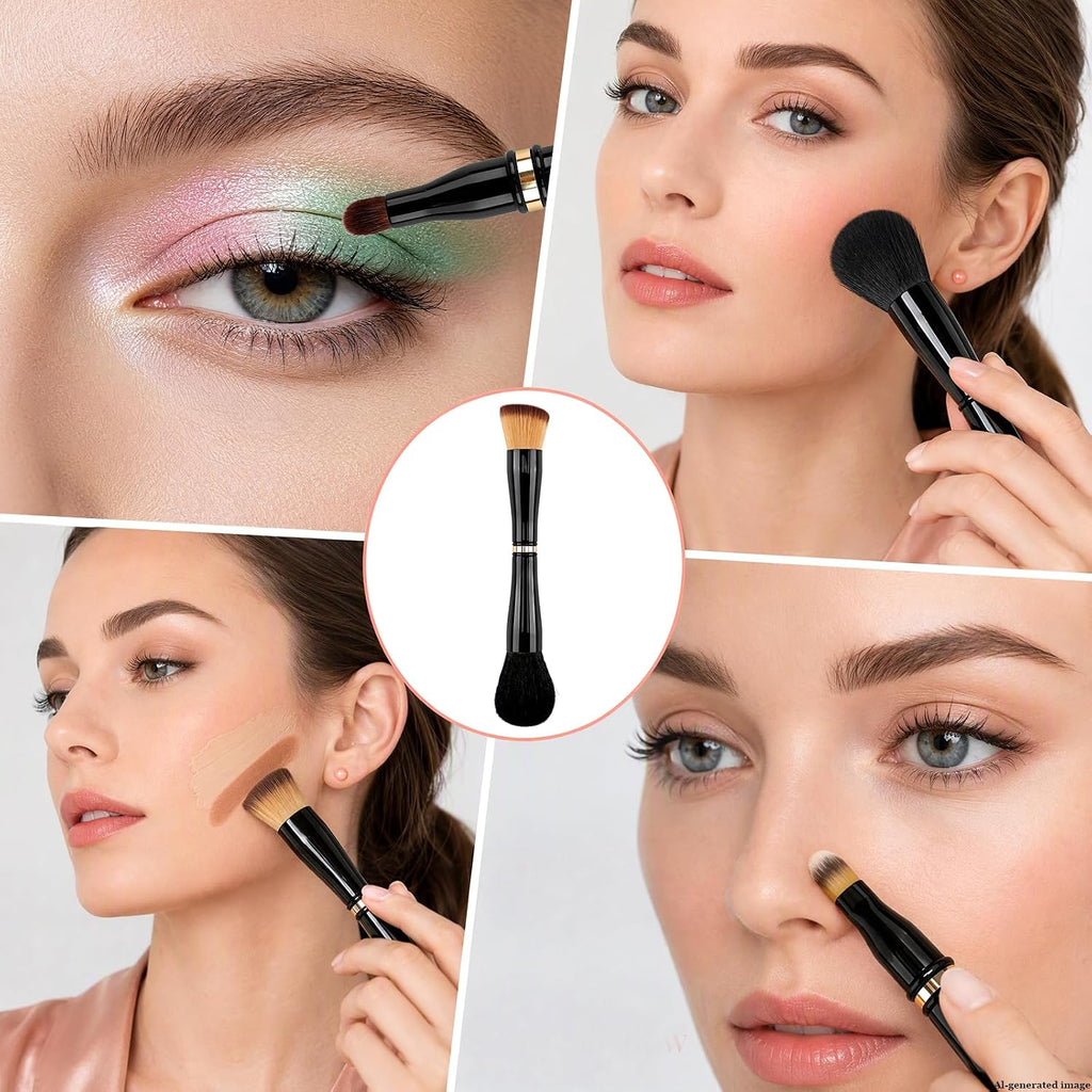 Travel Makeup Brush Set with Case, 4-in-1 Double-Ended Brush