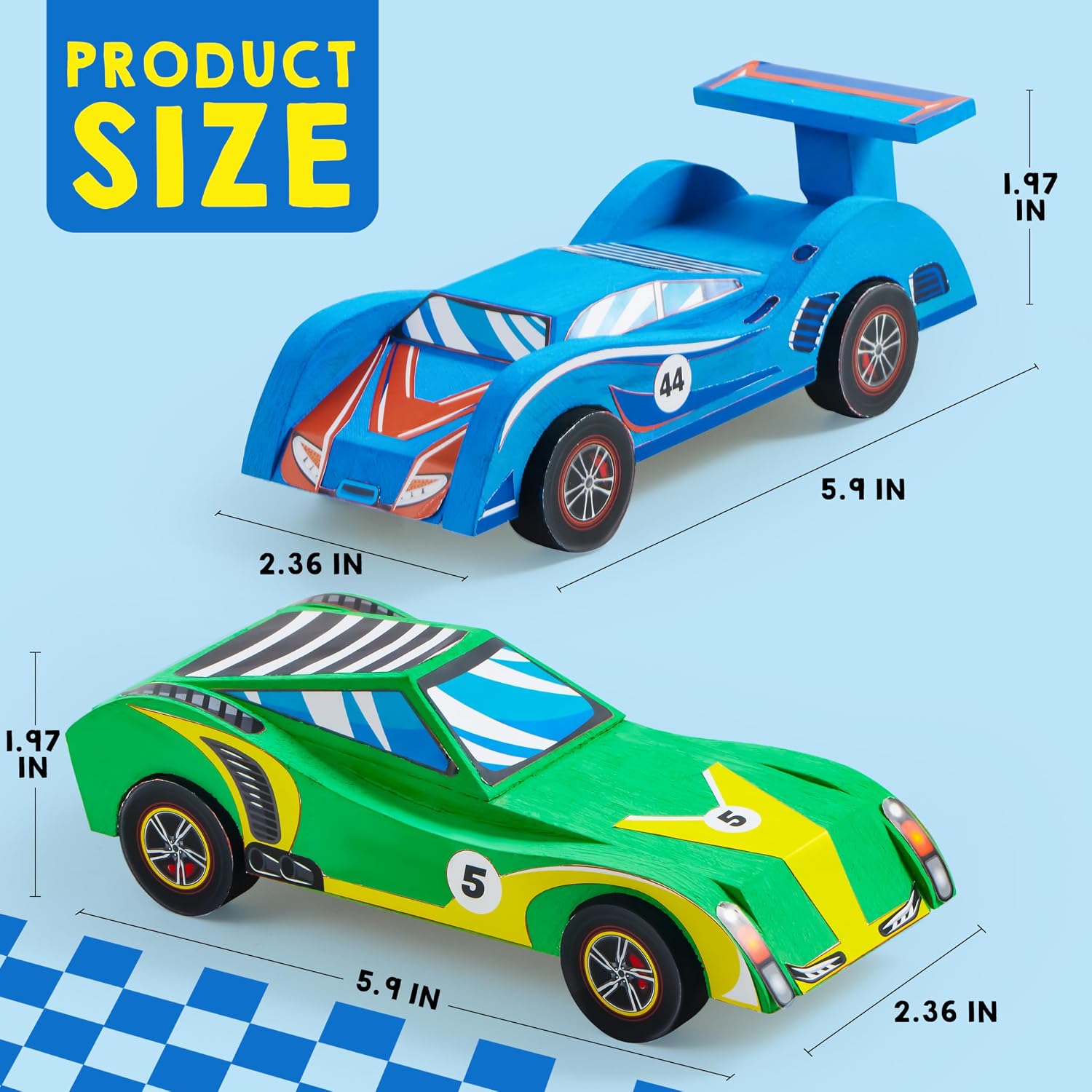 4 DIY Wooden Race Cars-Build & Paint Your Own Wood Craft Kit, 4 Race Cars Toy, Easy to Assemble Arts Crafts Kit