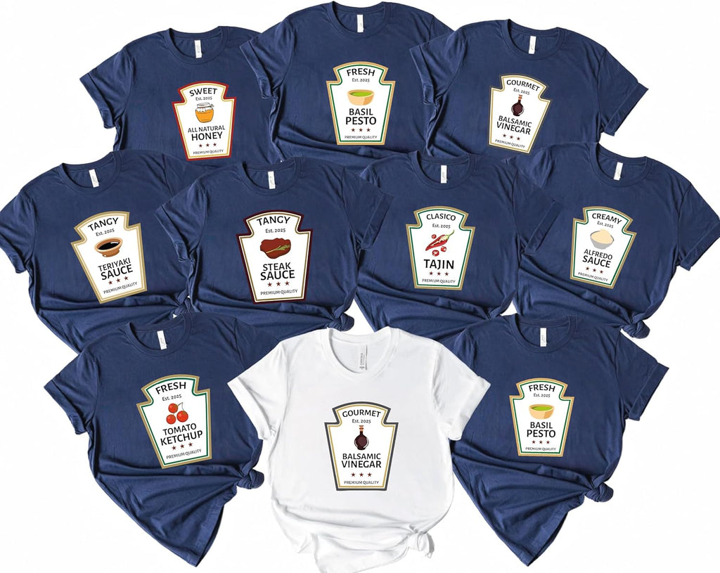 Halloween Matching Shirts, Halloween Party Condiments Group Tshirts, Family Group Costumes for Adults, Kids, Friends