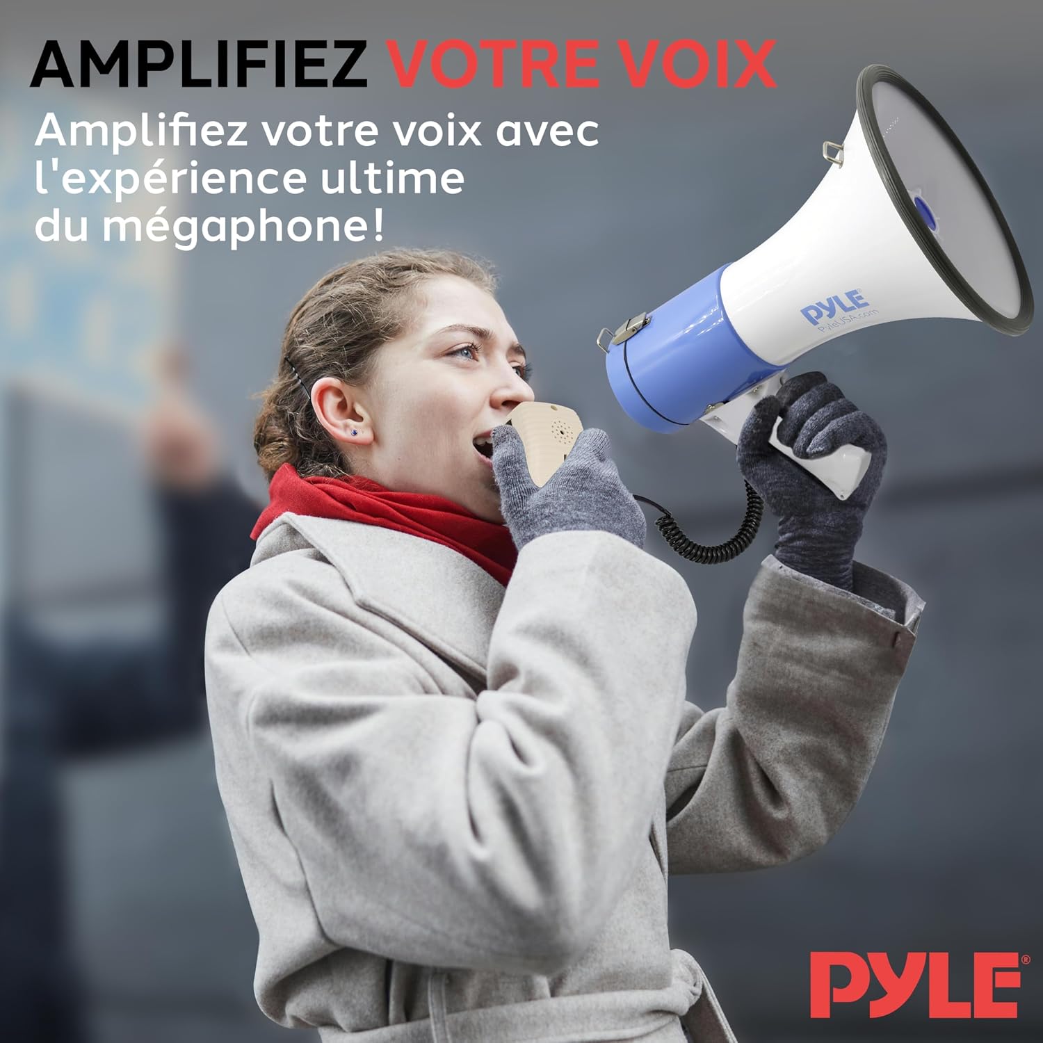 Megaphone PA Bullhorn Speaker - Built-in Siren 50 Watts Rechargeable Battery- 10 Sec Record Function for Football