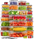 60 PCS Food Storage Containers with Lids, BPA-Free Plastic Food Containers for Kitchen Storage, Leak Proof, Reusable