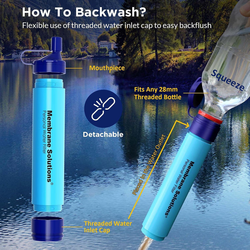 Personal Water Filter Straw S1 | NSF/ANSI 42 372 401 Certified, 1320 Gal Capacity, 0.1 Micron, Fits 28mm Bottle