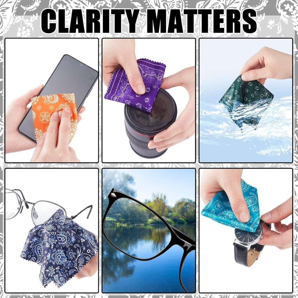 24 Pcs 6 x 6 Inch Glasses Cleaning Cloth,Mandala | Elegant Flowers Design, Mandala Multicolor Microfiber Lens Wipe