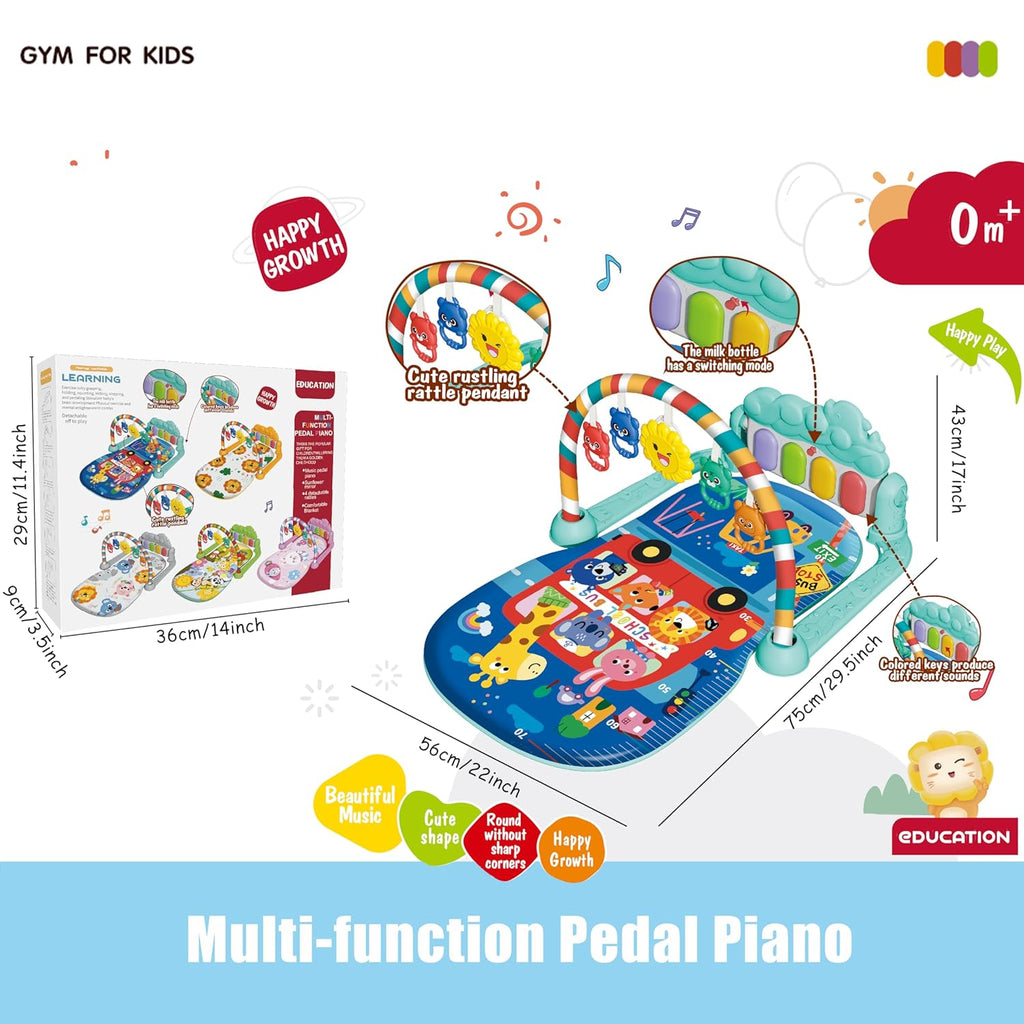 Baby Gyms Play Mats, Play Piano Gym Mat, Activity Mat for Tummy Time with 5 Infant Learning Sensory, Music and Lights