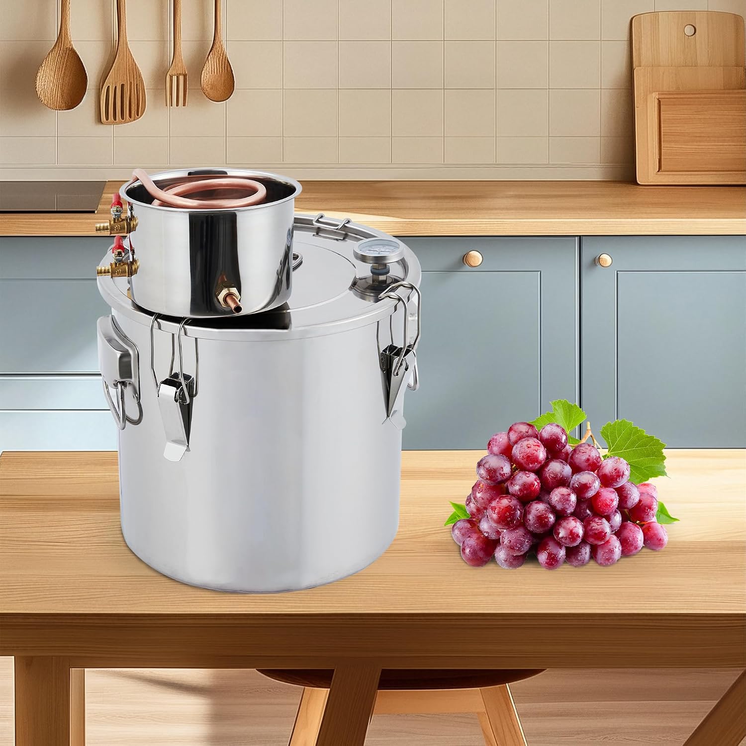 10 Gal Alcohol Still with Thumper Keg, Stainless Steel Home Distilling Kit for Alcohol, Whiskey, Brandy, Vodka, and