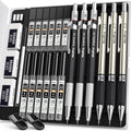 6PCS Art Mechanical Pencil Set, 3PCS Metal Drafting Pencil 0.5 mm & 0.7 mm & 0.9 mm & 3PCS 2mm Graphite Lead Holder