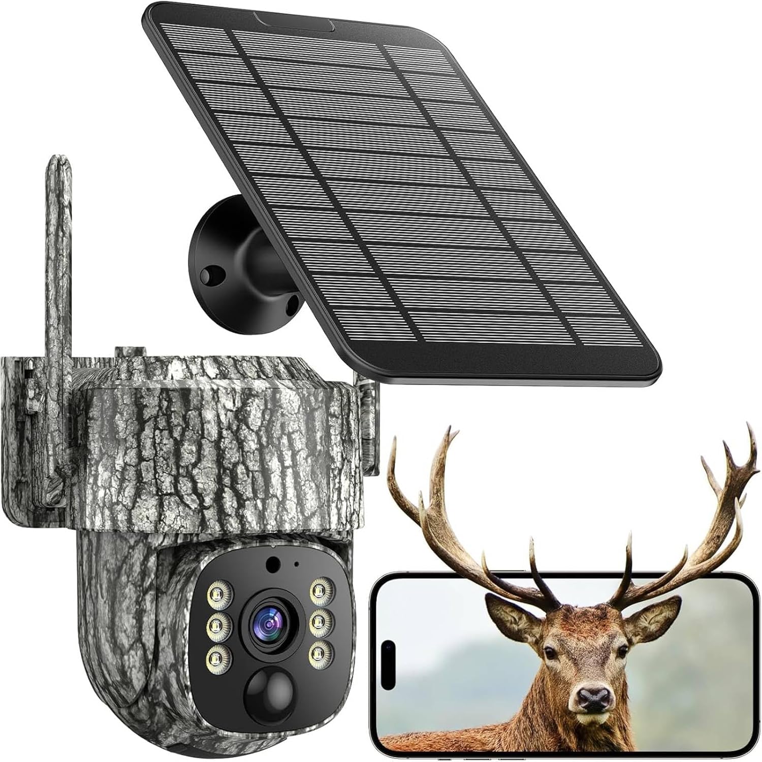 4G LTE Cellular Trail Camera, 360° Live Streaming, 2.5K SIM Card Included | Solar Game Camera Auto Tracking Security