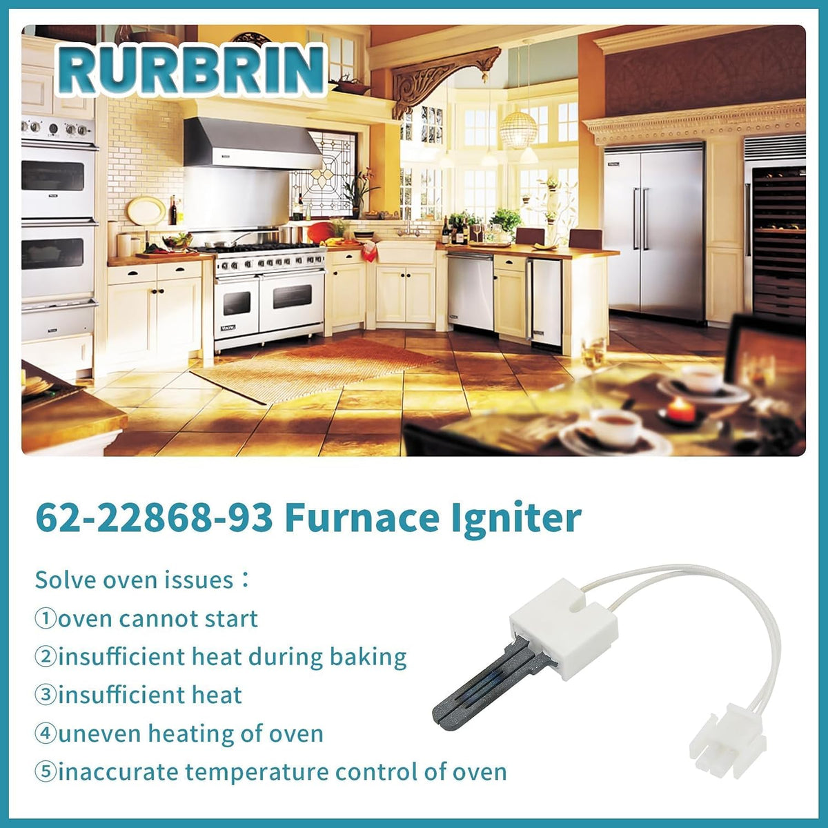 62-22868-93 Hot Surface Furnace Ignitor for Rheem Ruud Weatherking Furnace, Hot Surface Ignitor Replaces 025-32625-000 Norton-271N 62-22868-82 62-22868-93 62-22441-01 62-22868-02