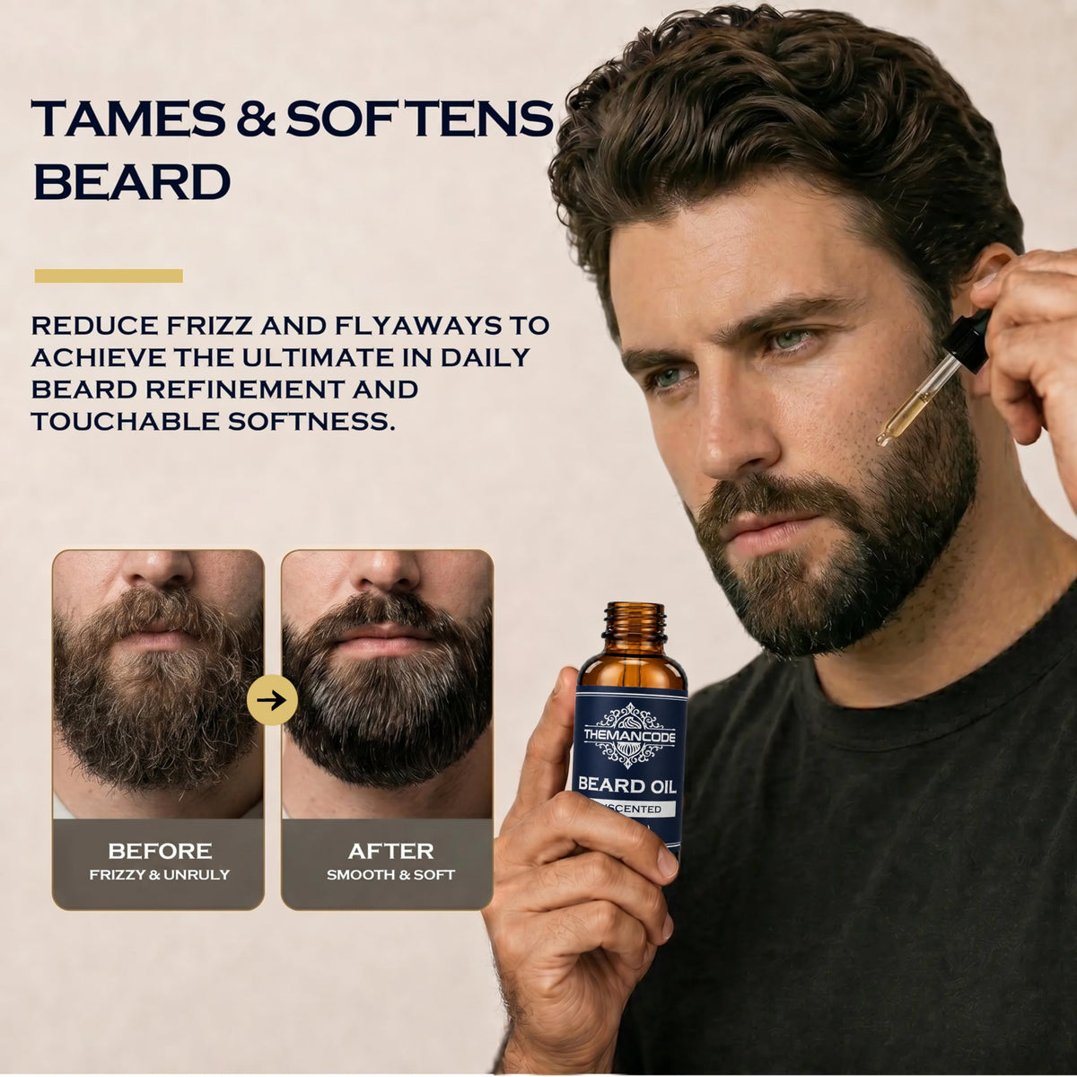 Beard Oil for Men, Unscented, Beard Conditioner Gift for Men