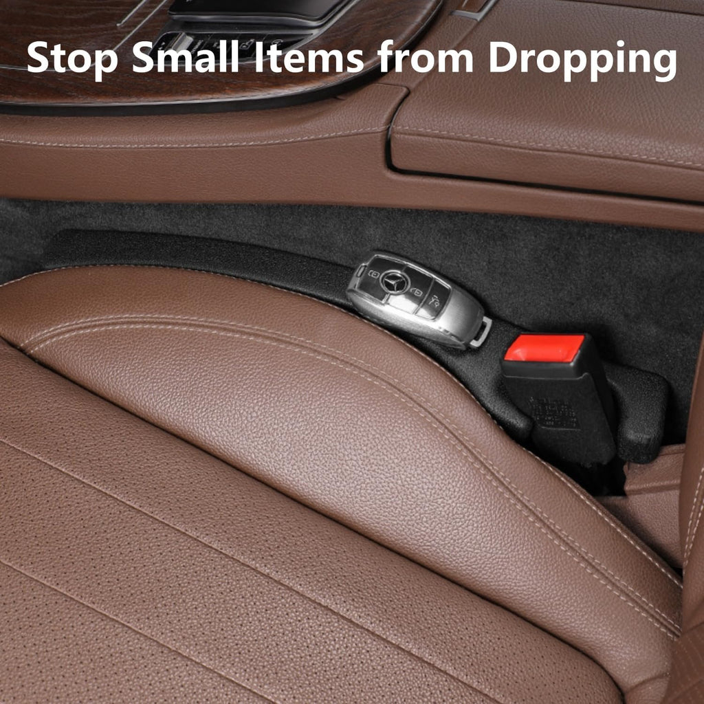 Car Seat Gap Filler 2 Pack, Universal Fit PU Leather Car Seat Gap Plug to Fill The Gap Between Seat and Console, Car