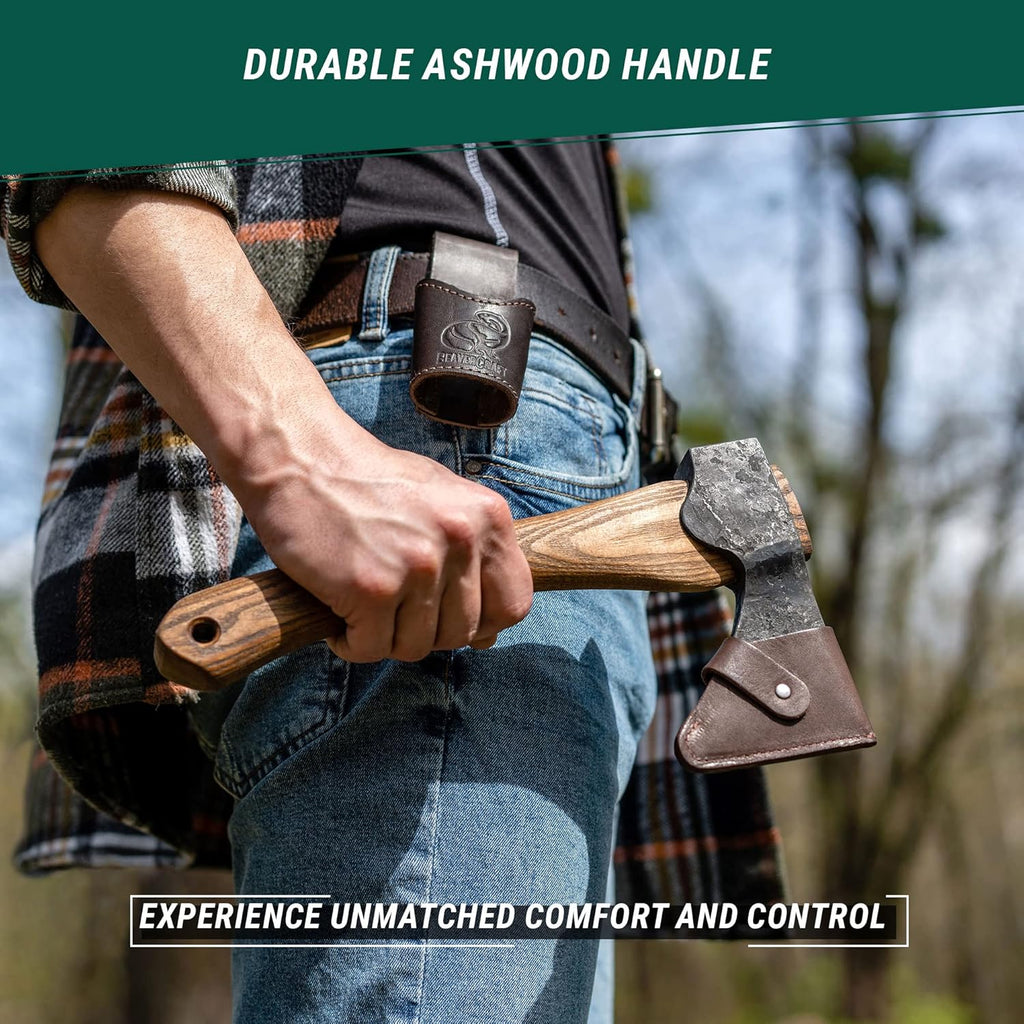 Wood Carving Axe Hatchet with Sheath AX1 - Forged Axes Bushcraft Hatchet for Camping - Small Forest Axe for Chopping
