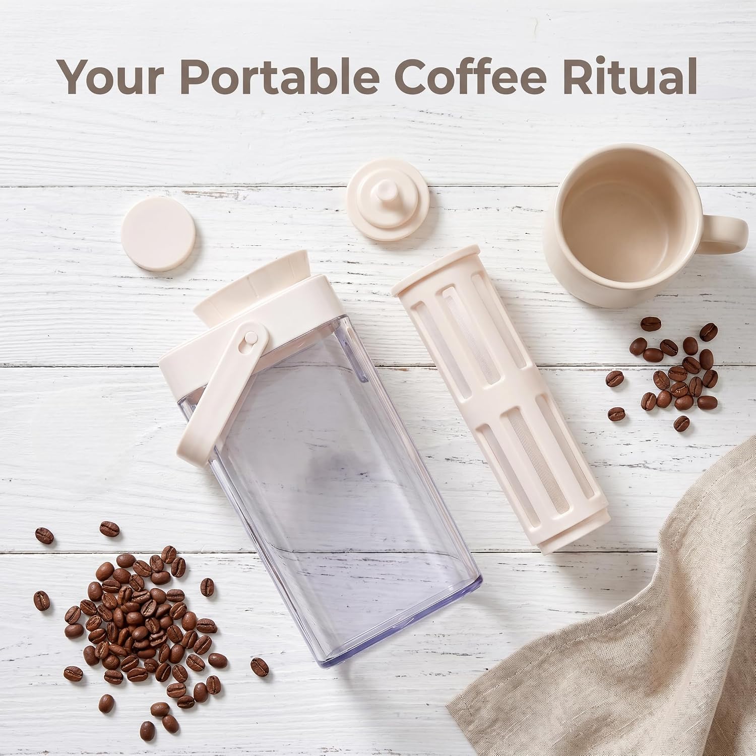 Cold Brew Coffee Maker, 40oz/1L Portable & Durable Iced Coffee and Tea Brewer, Leak-Proof & BPA-Free Kettle