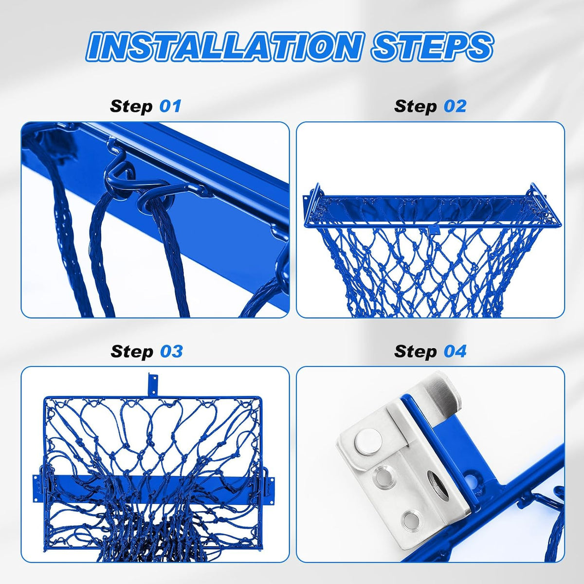2 Set Wall Mount Hay Feeder for Horse Goats Hay Rack with Net, Blue