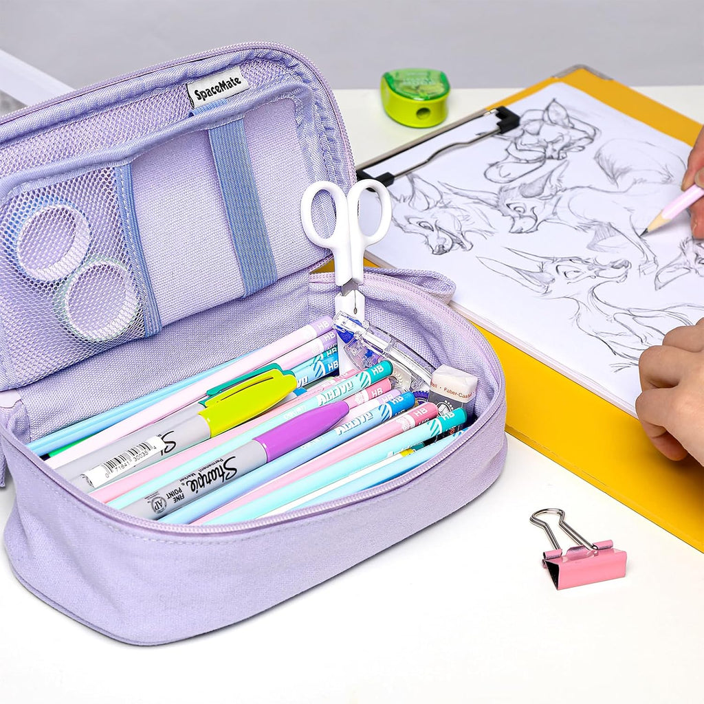 Large Pencil Case Pouch, Zipper Pencil Box for Kids, Girls & Boys | 1800mL Big Capacity, Heavy-Duty Canvas, School