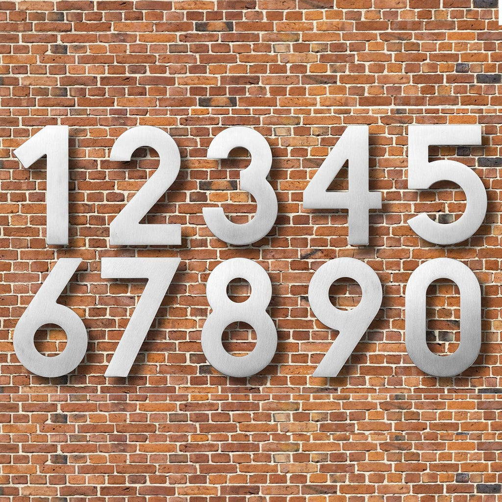 5 Inch Modern Solid Stainless Steel Floating Mount House Numbers and Street Address Plaques door Numbers