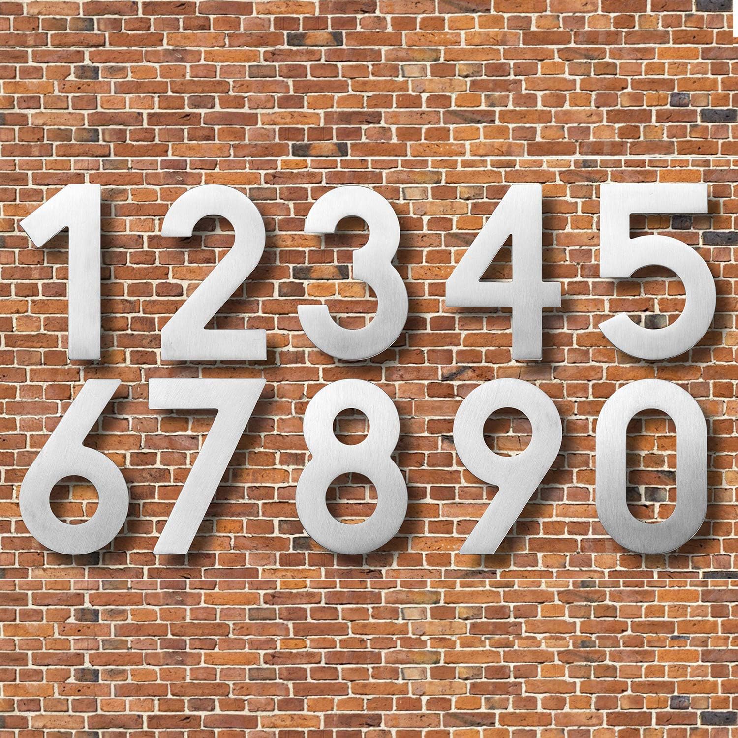 5 Inch Modern Solid Stainless Steel Floating Mount House Numbers and Street Address Plaques door Numbers