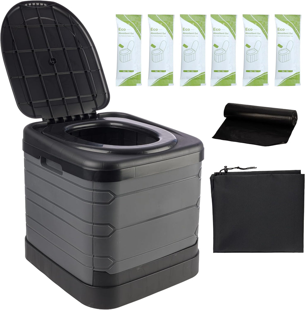 Large Portable Toilet for Adults - 400lb Capacity Portable Camping Toilet for Adults with Lid - Folding Travel Potty