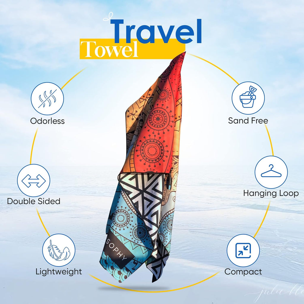 Microfiber Beach Towel - Quick Dry, Sand Free and Oversized 71x35 | Super absorbent, lightweight, swimming, gym