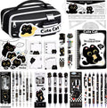 Black Cute Cat Stationery Set,School Supplies with Sticky Notes,Pencils | Kawaii Cat Design Includes