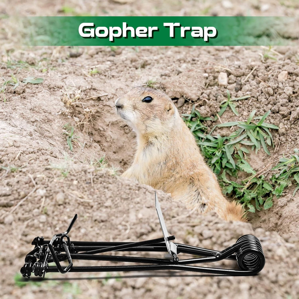 4 Pcs Outdoor Gopher Trap Easy to Set Mole Trap Bulk Weather Resistant Gopher Killer Vole with Red T Type Labels for