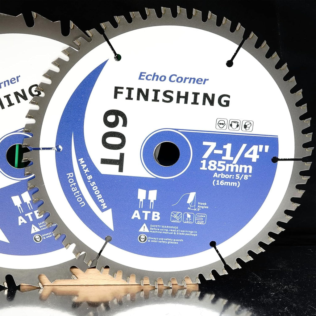 7-1/4 Inch Circular Saw Blade for Wood Cutting, 60T, 5/8" Arbor | Fine finish, Fine Cut, Framing, Crosscut wood