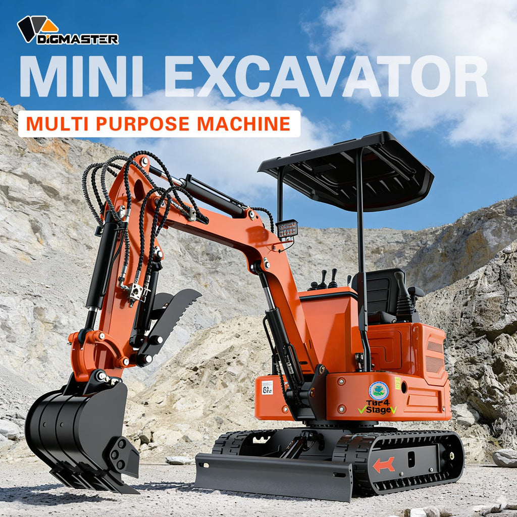 13.5HP Mini Excavator, 36.6" Compact Digger with B&S XR2100 Engine, Narrow Access Mini Excavator for Trenching