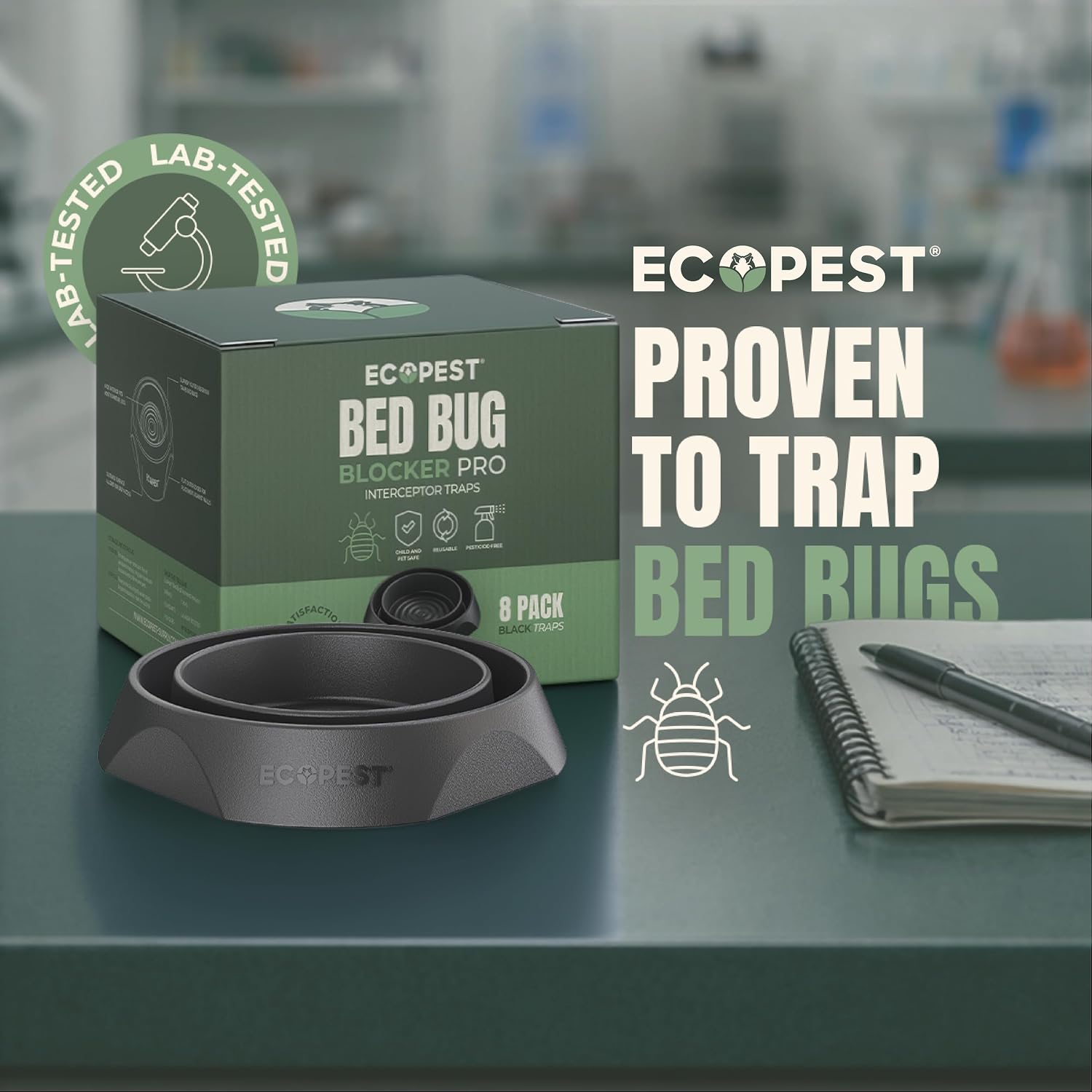 Bed Bug Interceptors - 4 Pack | Bed Bug Blocker (Pro) Interceptor Traps (Black) | Eco Friendly Insect Trap for Bed