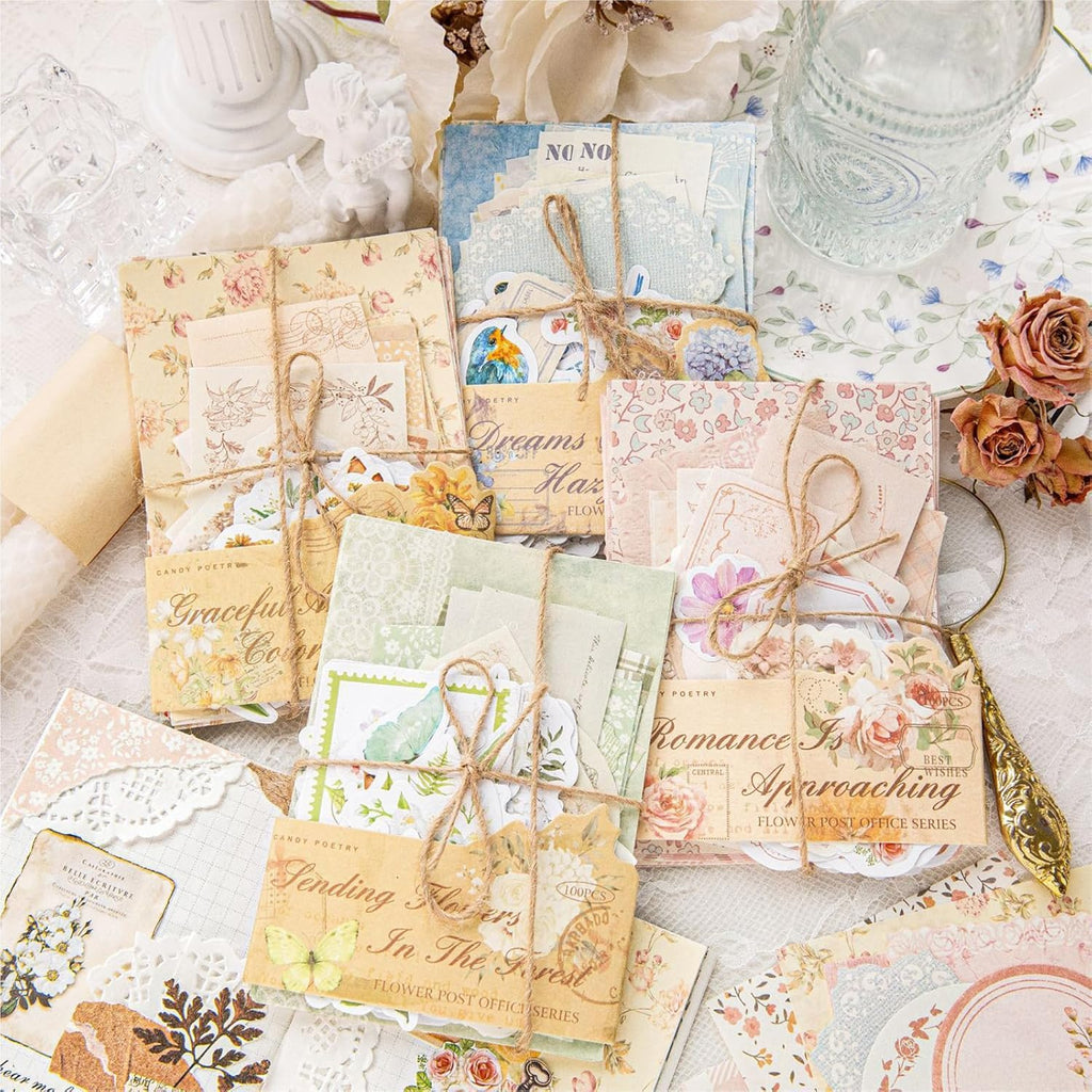 400 Sheets Scrapbook Papers Journaling Stickers Scrapbooking Supplies Kit Junk Journal Supplies Decorative Craft