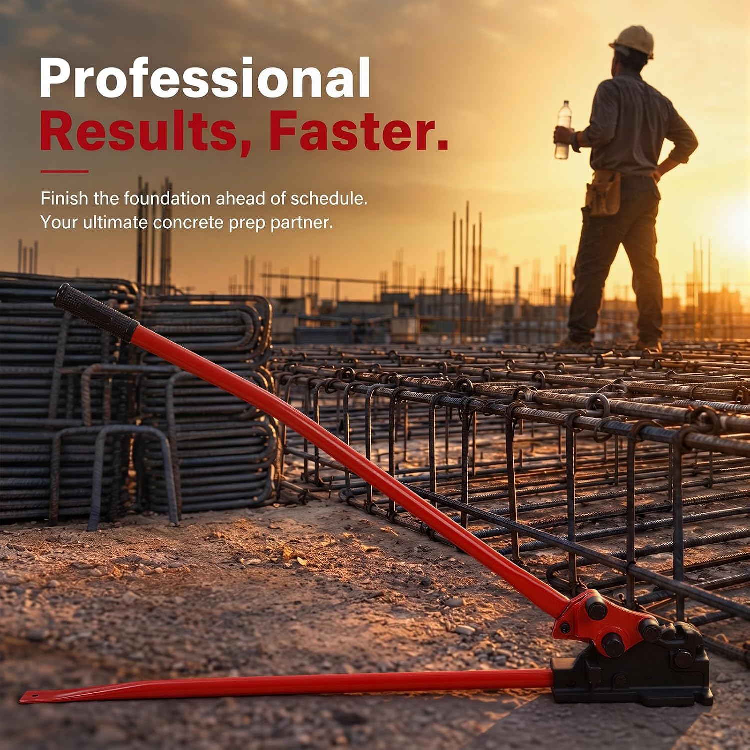 Rebar Bender & Cutter 2 in 1 Rod Bender Metal Bending Tool Manual Effortlessly Cut and Bend Rebar up to 5/8" Bending