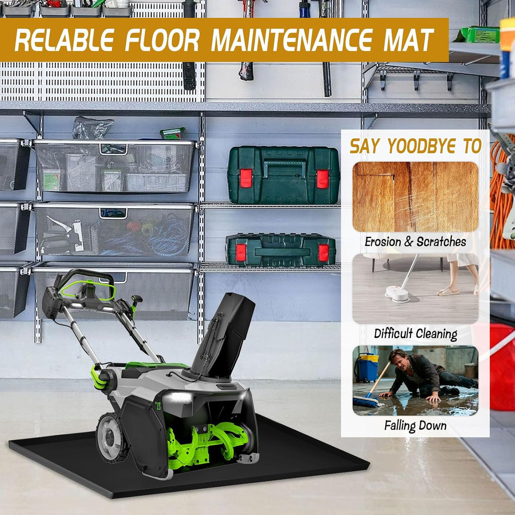 Snow Blower Mat, 34''x21.9'' Silicone Snowblower Drip Pan with Raised Edge for Garage, Electric Snow Shovel Mat