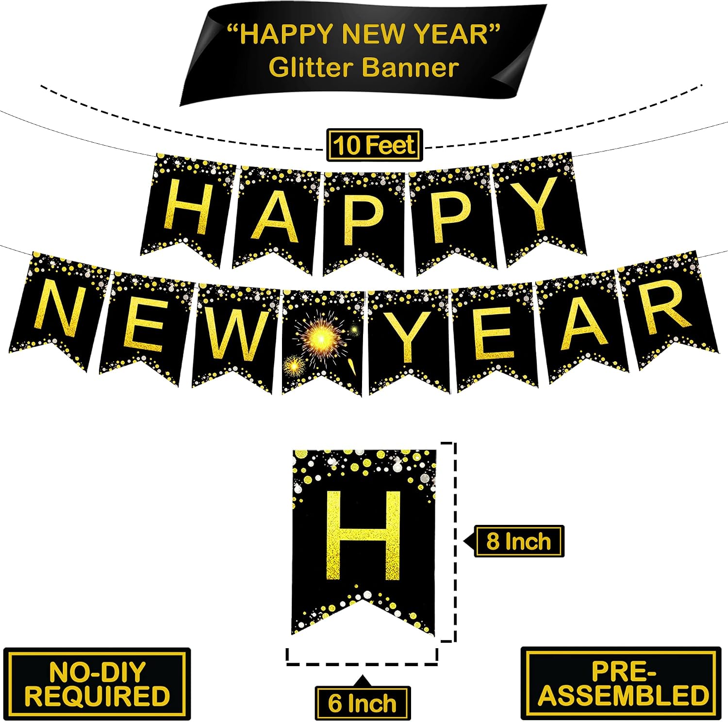 New Years Eve Party Supplies 2026, Pack of 70 | Happy New Years Decorations 2026, Hanging Swirls, PomPoms, NYE