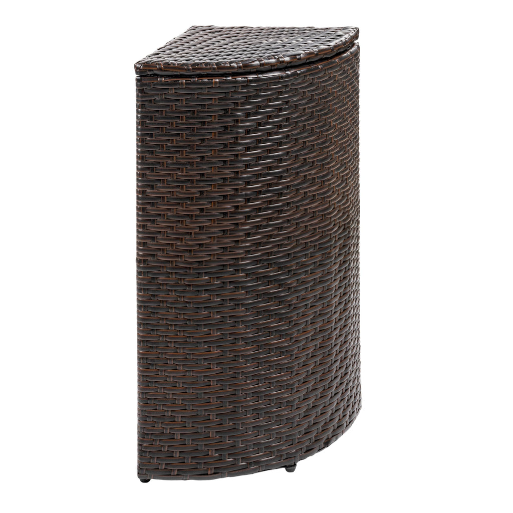 Chloe 10 Gal Wicker Corner Outdoor Trash Can, Brown