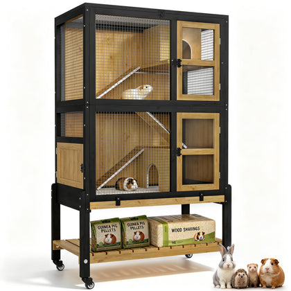 61" Guinea Pig Cages, Large 4-Tier Wooden Chinchilla Ferret Cage