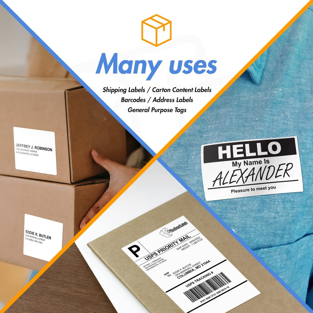 2" x 1" Direct Thermal Label, 1" Core, 4 Rolls, 1300/Roll