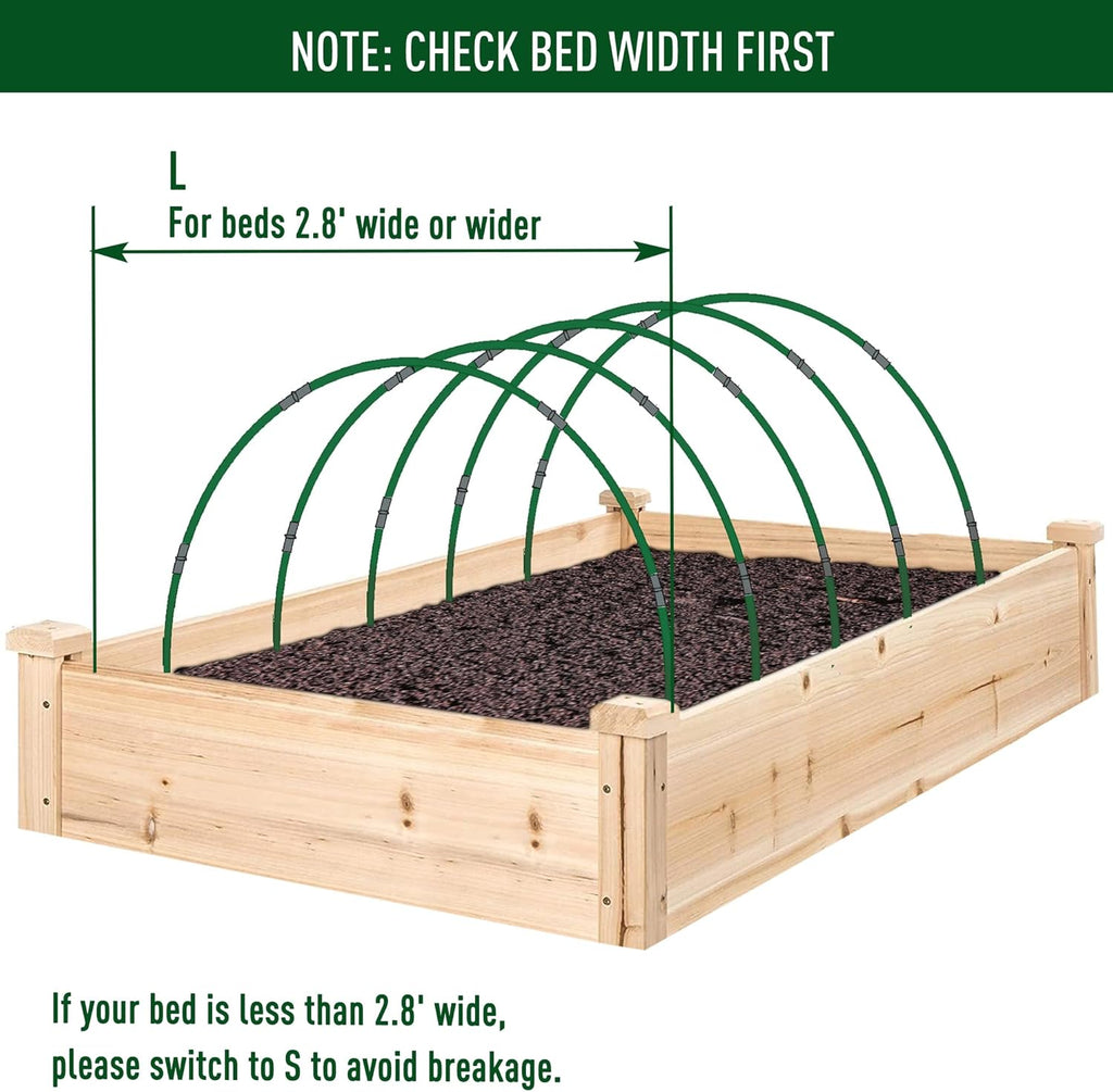 Greenhouse Hoops for DIY 2.8ft or Wider Grow Tunnel, Rust-Free Fiberglass Support Hoops Frame for Garden Fabric, DIY