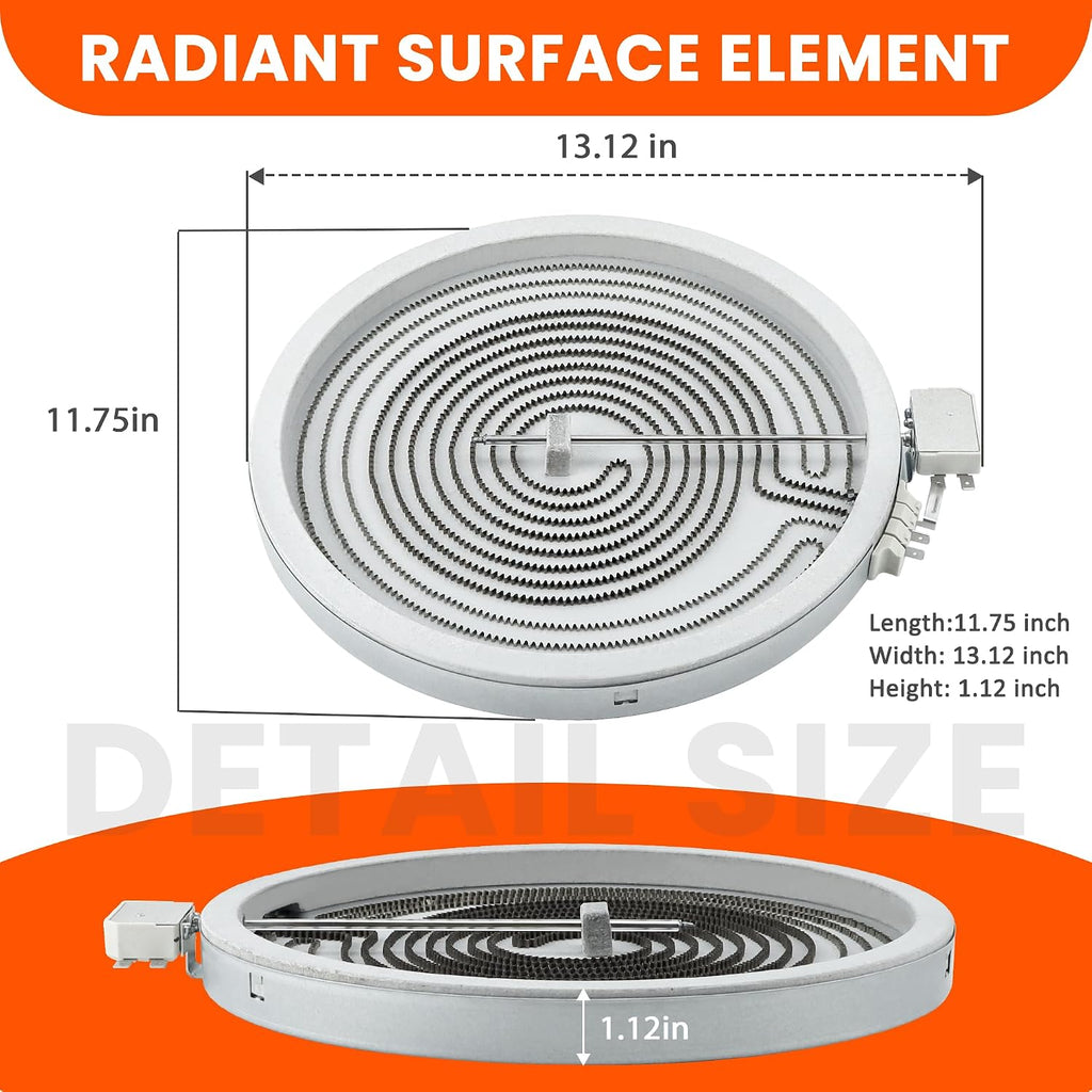 WB30T10130 Dual Haliant Surface Element 12 Inch Compatible with GE Range, Radiant Surface Element Replace AP4344395, PS2321564, 1474216 by Fetechmate - 1 Year