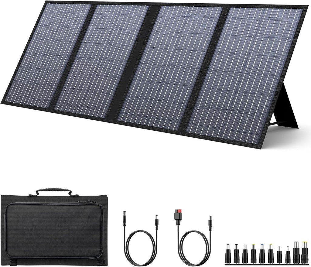 60W Foldable Solar Panel for 100W~350W Portable Power Station | 18V DC Output (11 Connectors), Compatible with