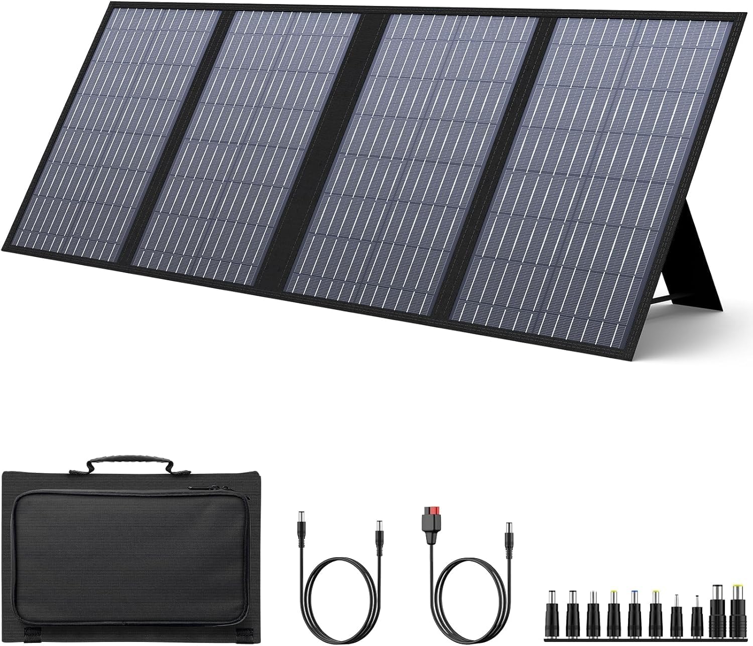 60W Foldable Solar Panel for 100W~350W Portable Power Station | 18V DC Output (11 Connectors), Compatible with