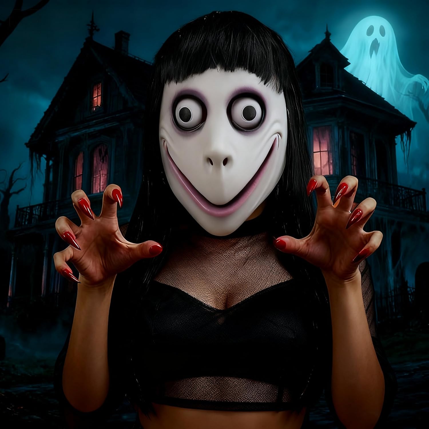 MOMO Challenge Latex Mask - Ultra Realistic Horror Mask Based on Internet Legend - Creepy Halloween Mask for Adults