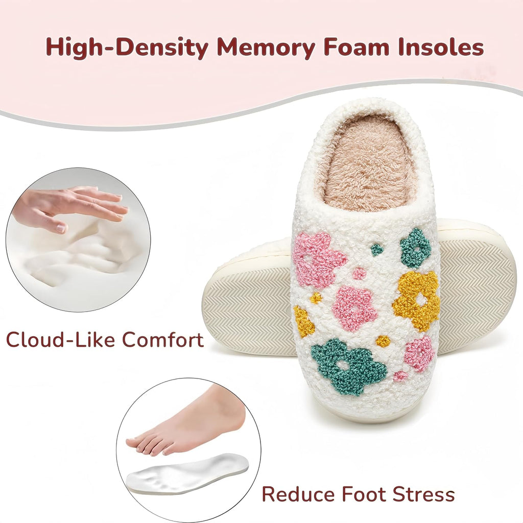 Cute House Slippers for Women Men Warm Cozy House Shoes Fuzzy Home Slippers with Memory Foam Indoor and Outdoor