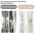 Pearl Bow Magnetic Curtain Tiebacks for Home Decor (2, White)