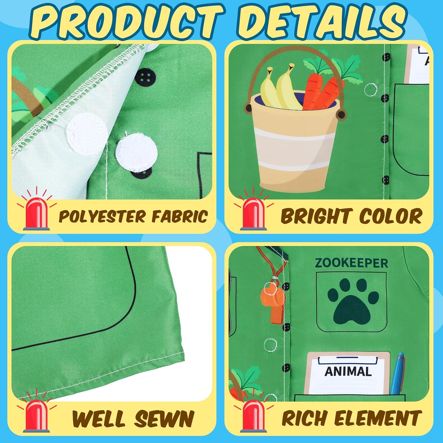12 Pcs Kids Role Play Costume Dress up Clothes for Kids Community Helper Career Cosplay Doctor Construction Workers