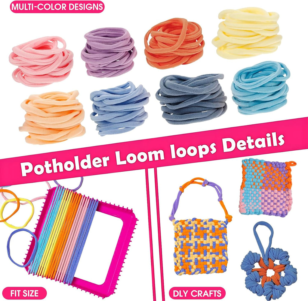 Weaving Loom Kit Toys for Kids and Adults DIY Arts and Crafts for Girls Ages 5 6 7 8 9 10 12, Pot Holder Loom