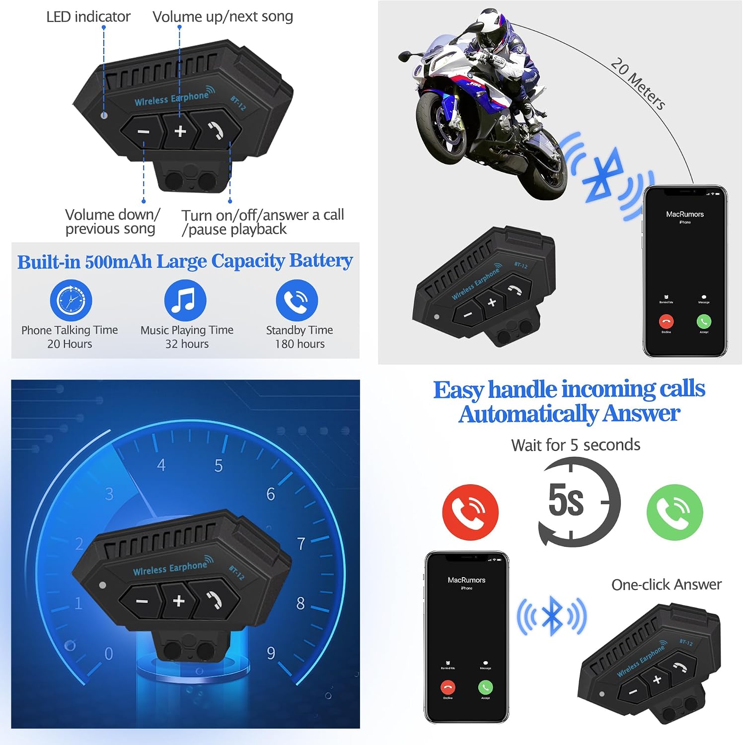 Bluetooth Motorcycle Helmet,Modular Motorcycle Helmet with Bluetooth,DOT Approved Dual Visor Full Face Flip up