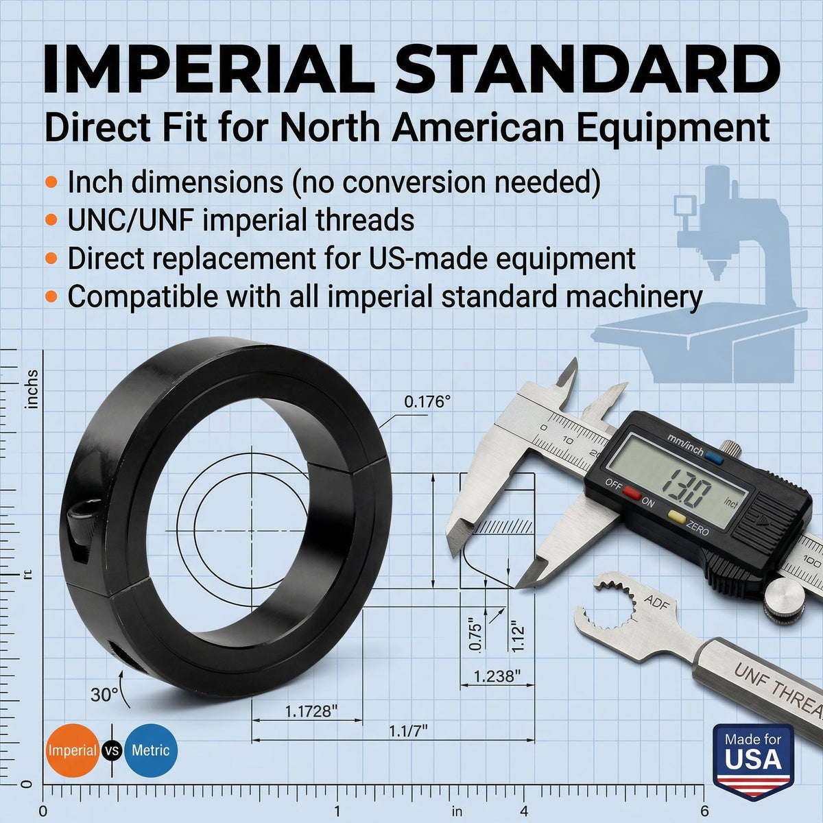 RPS-IND 2-Pack 1/4" Bore Double Split Shaft Collars
