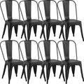 Matte Black Stackable Metal Dining Chairs, Set of 8