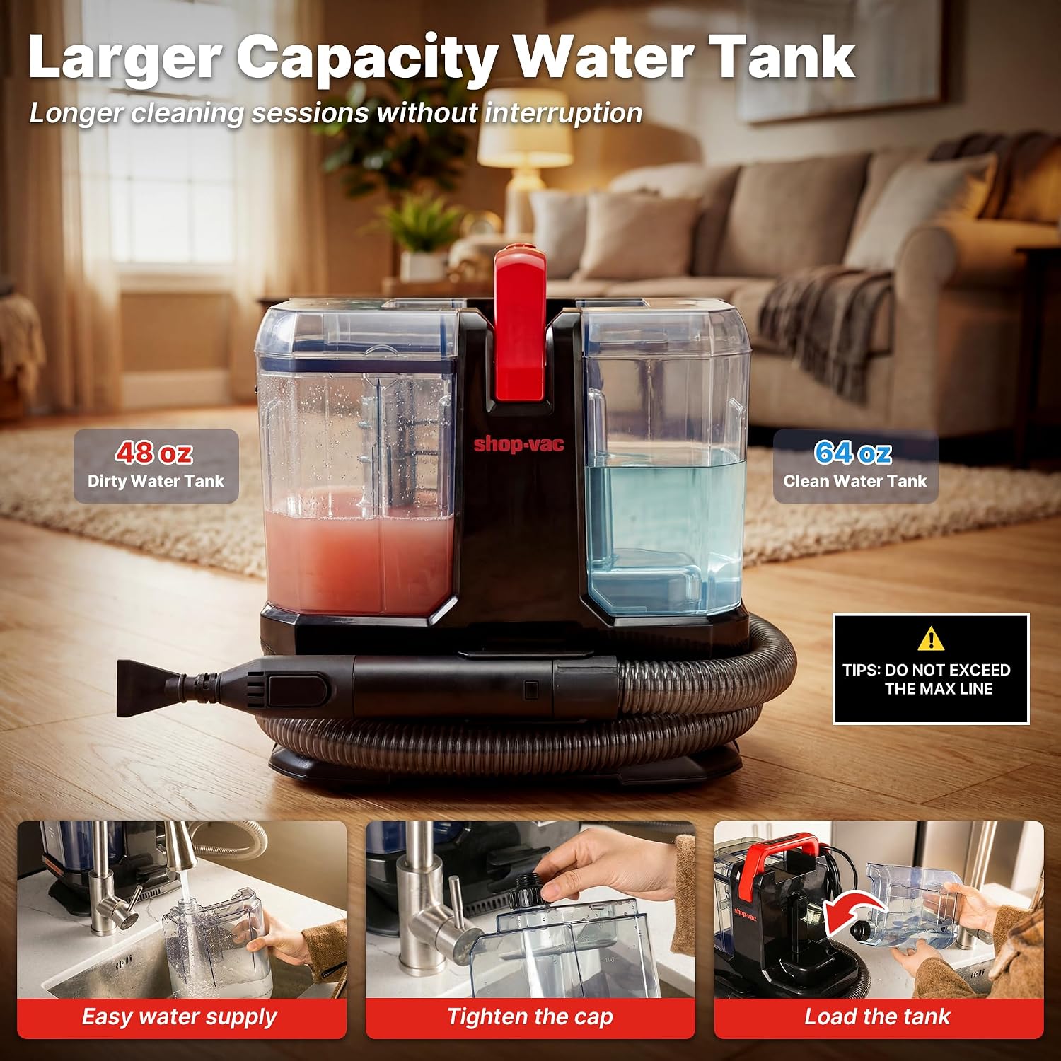 Portable Carpet Cleaner Machine with Steam & Heating, 5430270 | 4 Cleaning Modes, Versatile Attachments