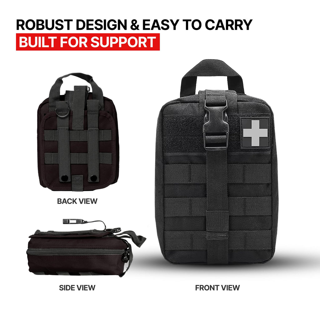 Rip Away MOLLE IFAK Pouch with Quick-Grab Handle-First Aid Kit Trauma Medical Bag-Durable 600D Polyester Emergency